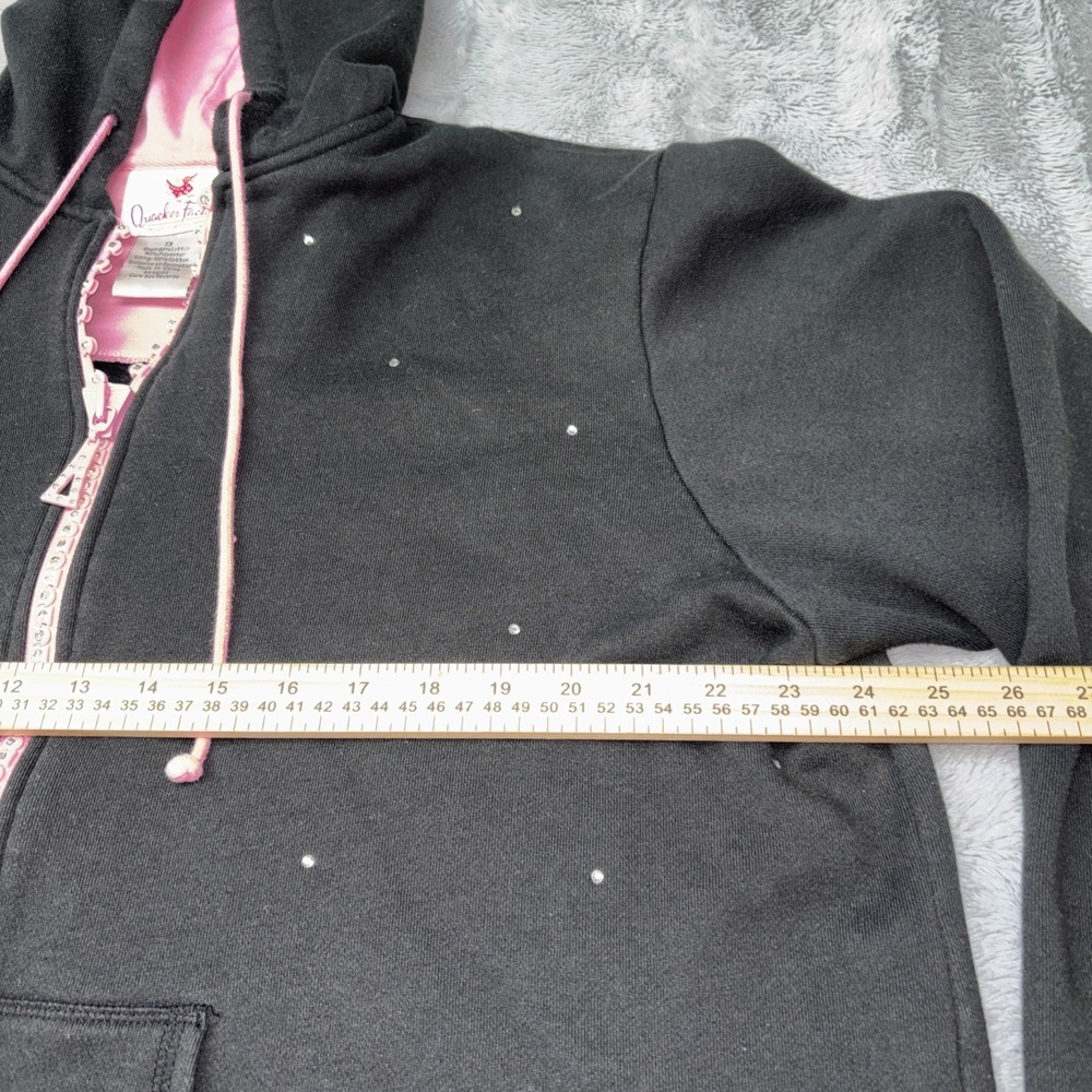 Quacker Factory Embellished Studded Full Zip Black/pink‎ Hoodie Womens XL - Picture 4 of 7